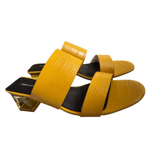 French Connection Lucite Heel Sandals Yellow 9.5 MRSP $148
